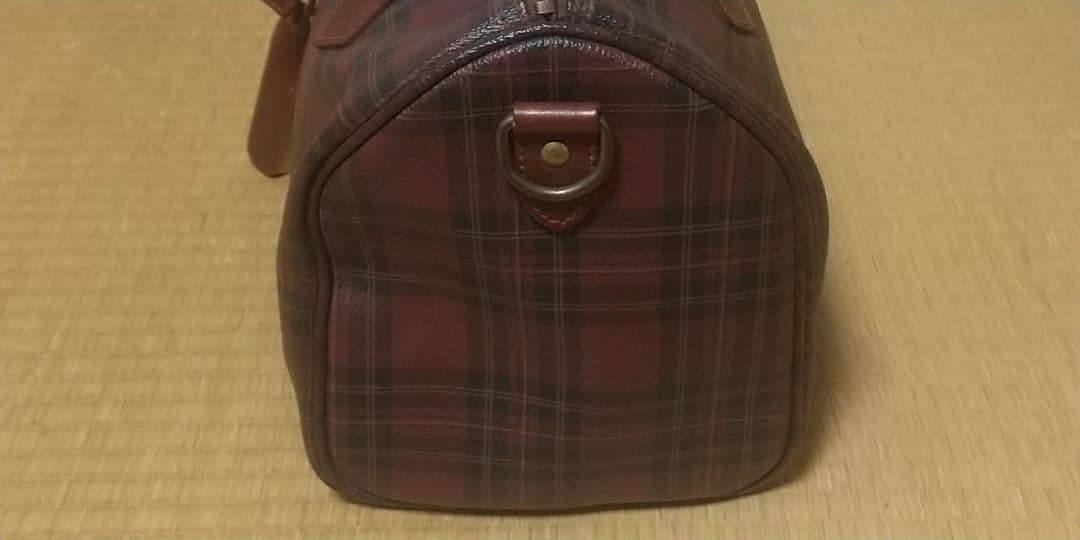 ポロラルフローレン ミニボストンバッグ チェック柄 ブラウン