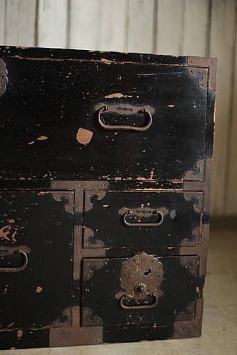 丸金具庄内箪笥　4杯　タンス　収納　古家具　古民家　時代家具