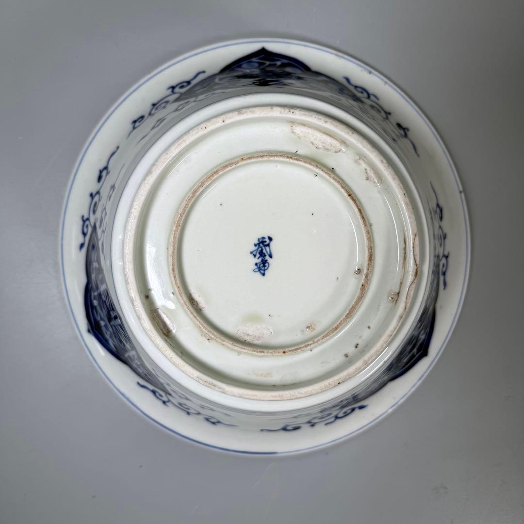 幕末〜明治期　染錦　大鉢　川海老　青海波　桜文様　鳥に松竹梅　二重高台　金魚鉢