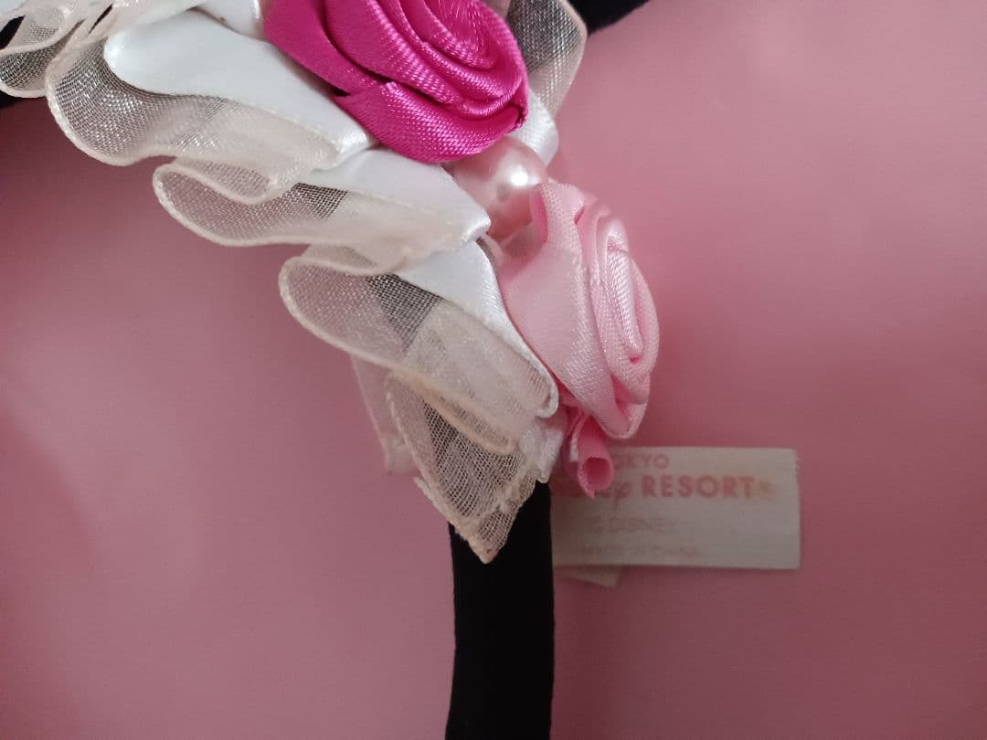 ディズニー ミニー カチューシャ 薔薇 レース ピンク フリル リボン