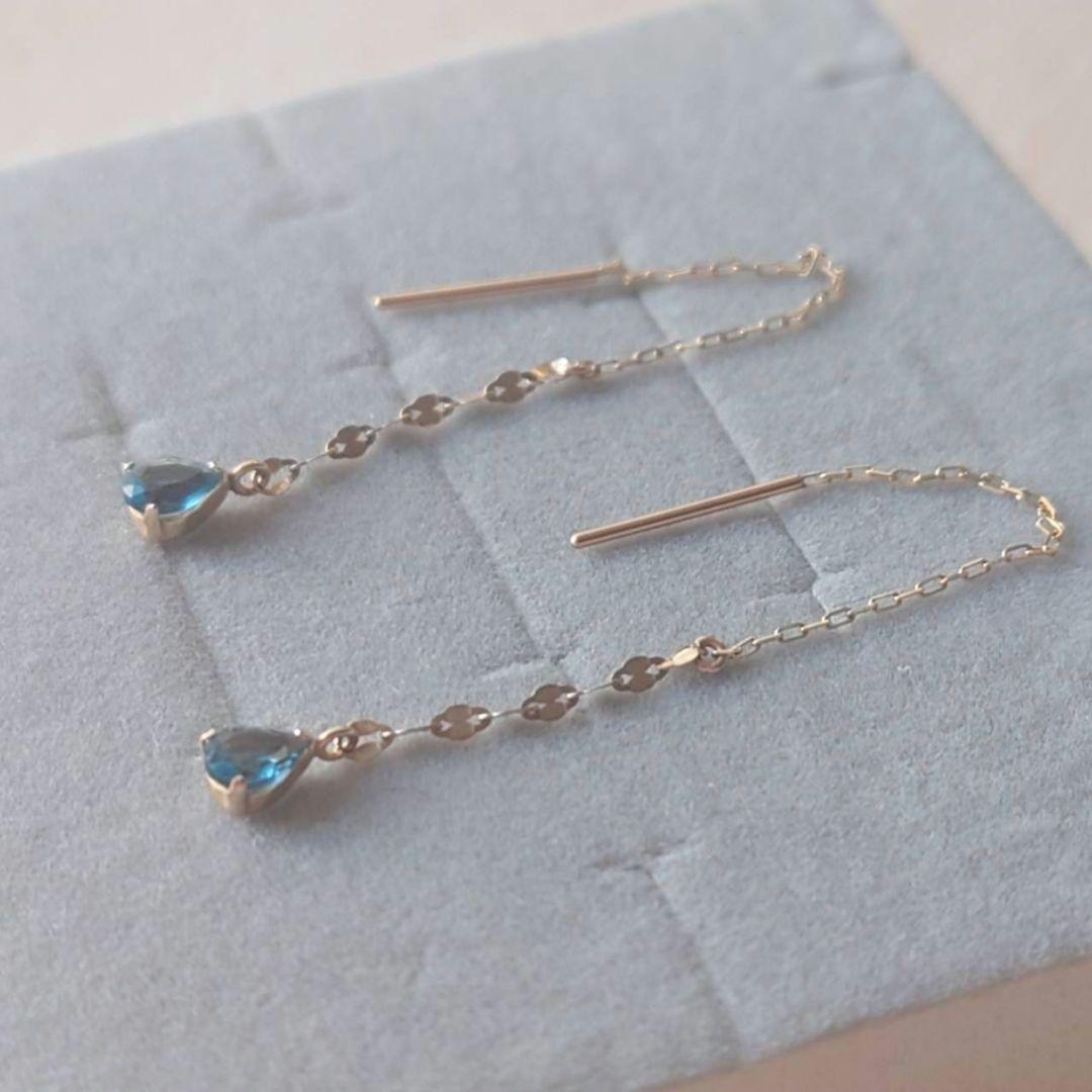 未使用　ツツミ　ロンドンブルートパーズアメリカンピアス　K10