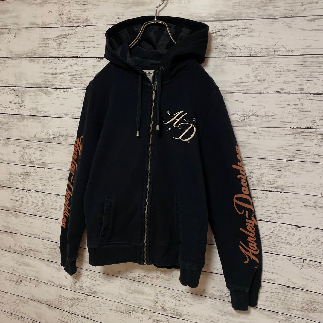 911【入手困難】ハーレーダビッドソン♤刺繍ロゴ　フルジップ　パーカー　即完売品