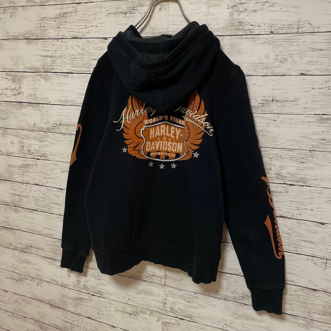 911【入手困難】ハーレーダビッドソン♤刺繍ロゴ　フルジップ　パーカー　即完売品