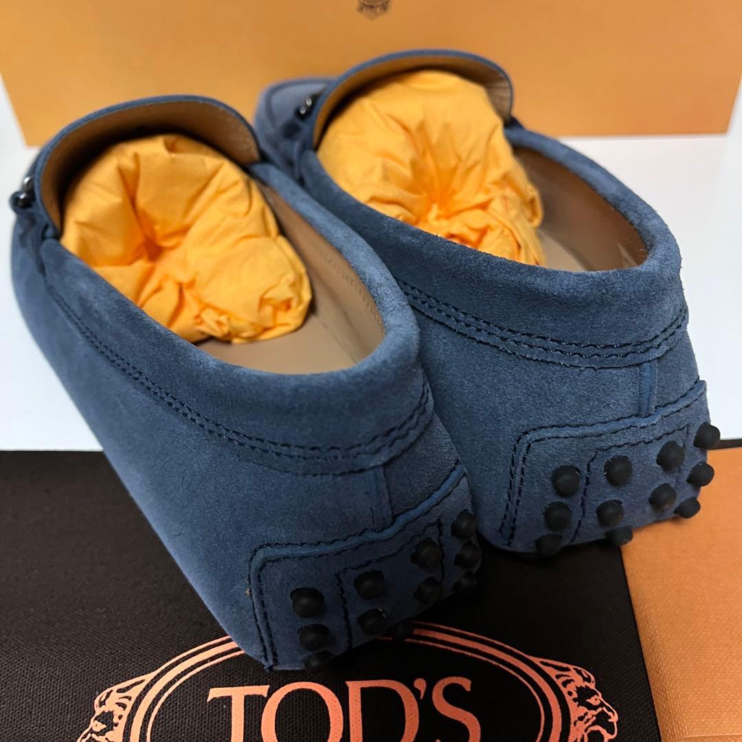 トッズ☆新品☆TOD’s メンズ レザー ゴンミーニ ローファー/ブルー25cm