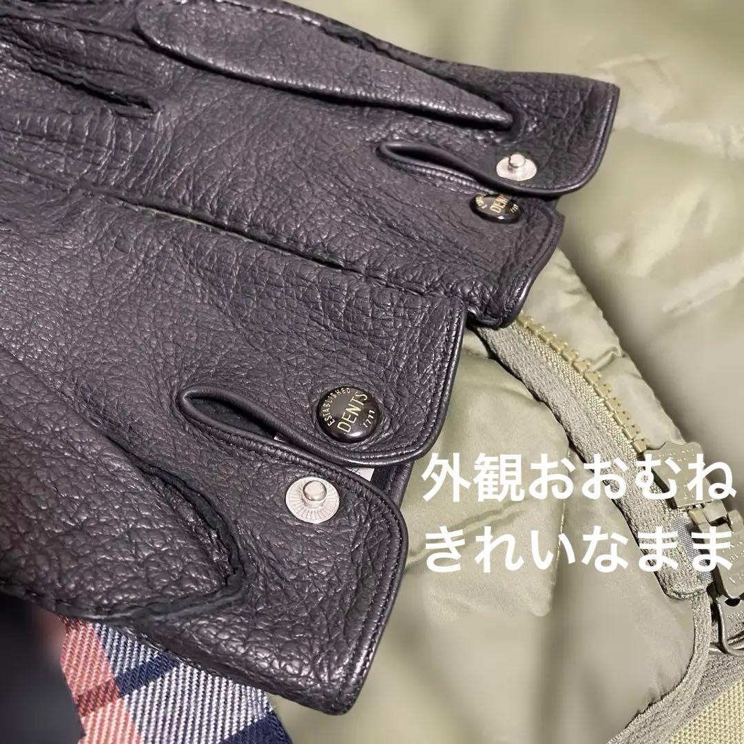 【英国老舗】極美品/DENTS製ペッカリー本革レザー手袋ブラック