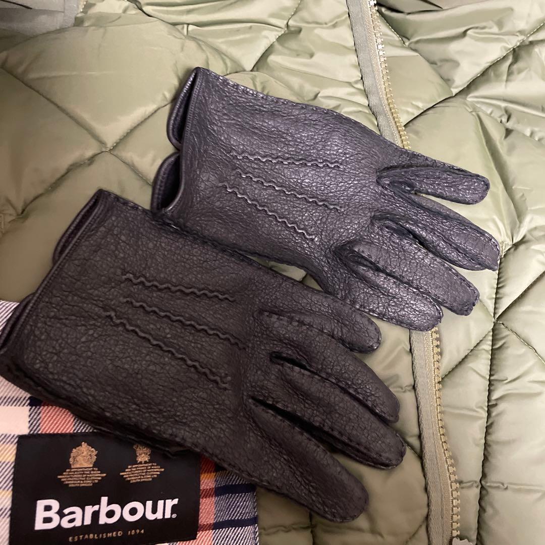 【英国老舗】極美品/DENTS製ペッカリー本革レザー手袋ブラック