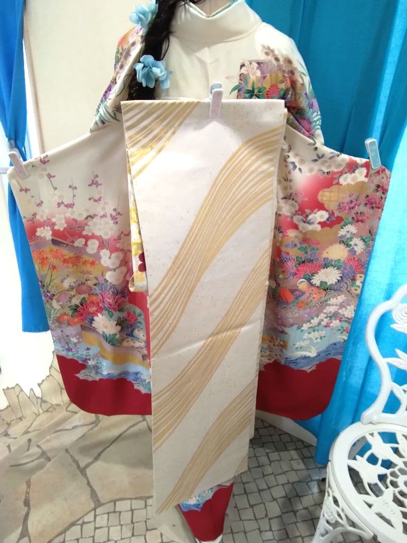 振袖フルセット、正絹振袖成人式、重ね衿、帯揚げ帯締め、西陣袋帯、