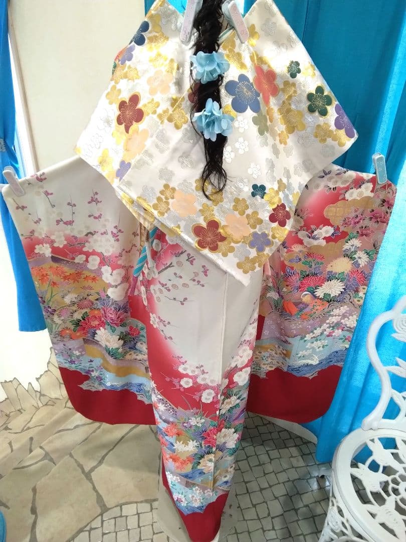 振袖フルセット、正絹振袖成人式、重ね衿、帯揚げ帯締め、西陣袋帯、