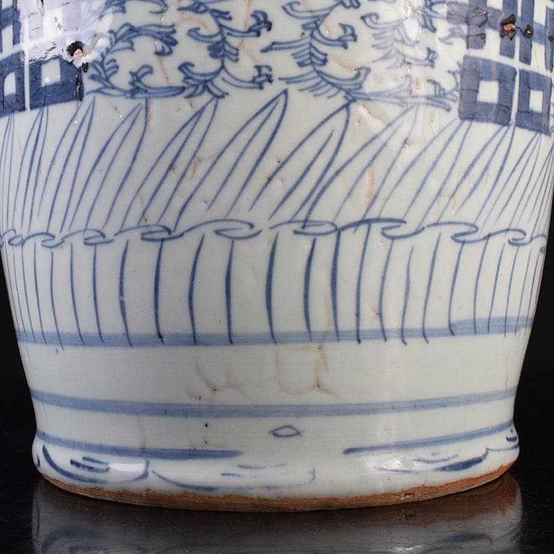 中国　青花　喜字文雙耳瓶　高さ約42.5㎝　V　R7762B