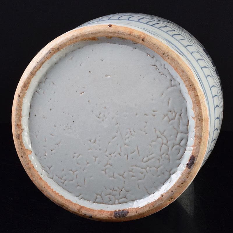 中国　青花　喜字文雙耳瓶　高さ約42.5㎝　V　R7762B