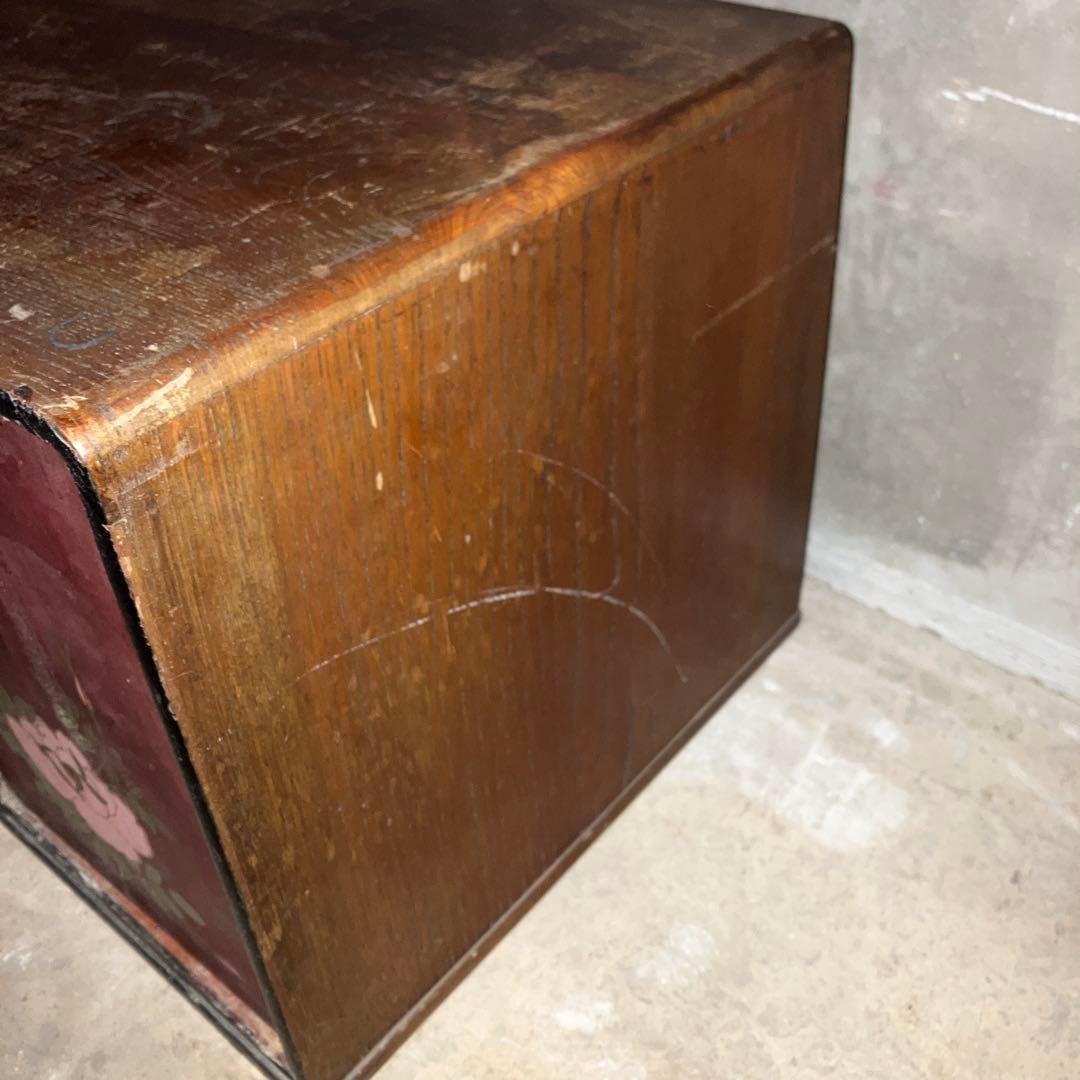 昭和レトロ 文机 花柄 デスク テーブル 薔薇 時代物 片袖 座机 ローテーブル