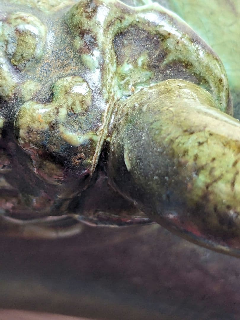 ♦中国陶磁 海鼠釉？辰砂 神獣飾り双耳 尊形花瓶 壺 瓶 古玩 古美術 骨董品