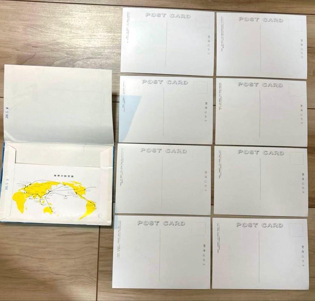 飛行機 ポストカード 5組40枚 昭和30年代 新生堂 絵葉書 タトウ付 JAL