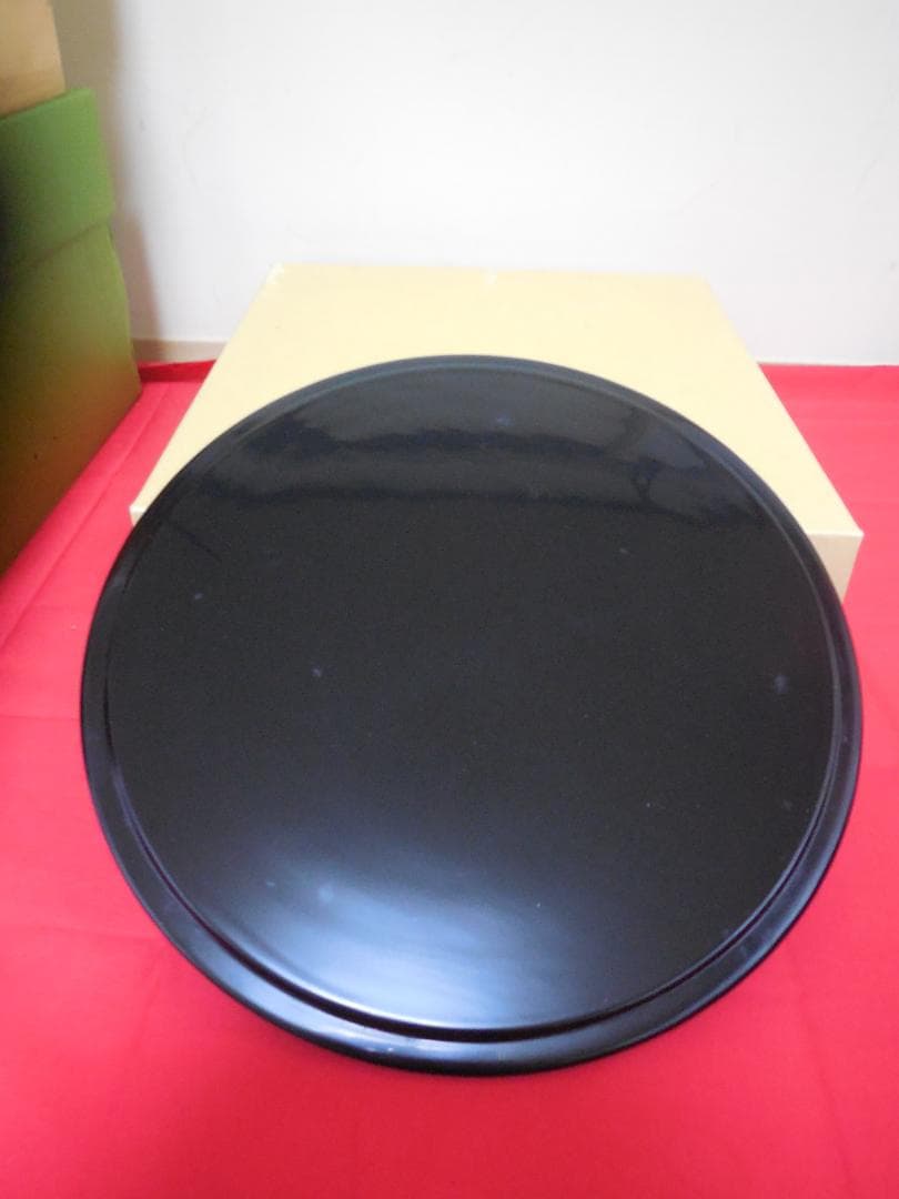 茶道具　　手塚桃峰 　浅黄交趾　　平水指　塗蓋8寸　共布共箱・しおり