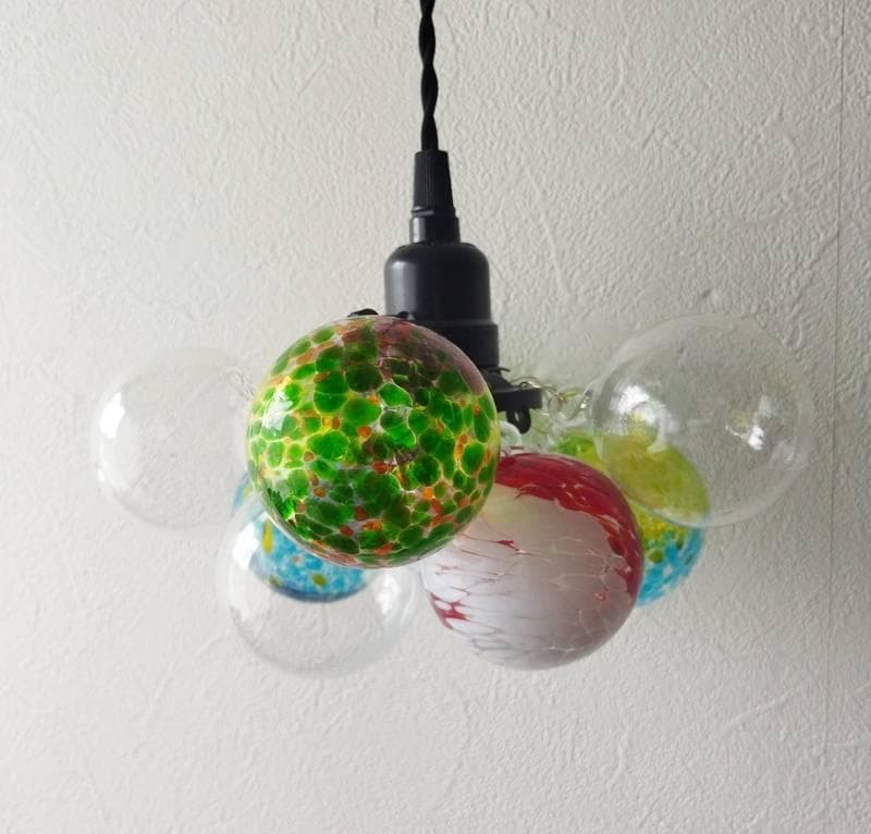 【L】昭和レトロなバブルボールガラスペンダントライトカラフルバブルアンティーク系