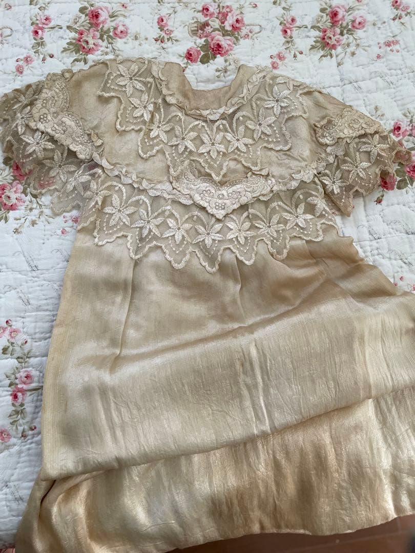 SALE˚✧₊⁎1860年代 シルクベビードレスクリストニングドレス⁎⁺˳✧