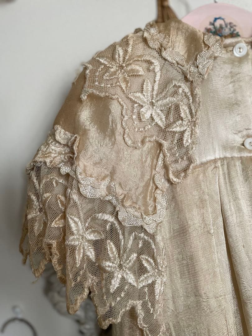 SALE˚✧₊⁎1860年代 シルクベビードレスクリストニングドレス⁎⁺˳✧