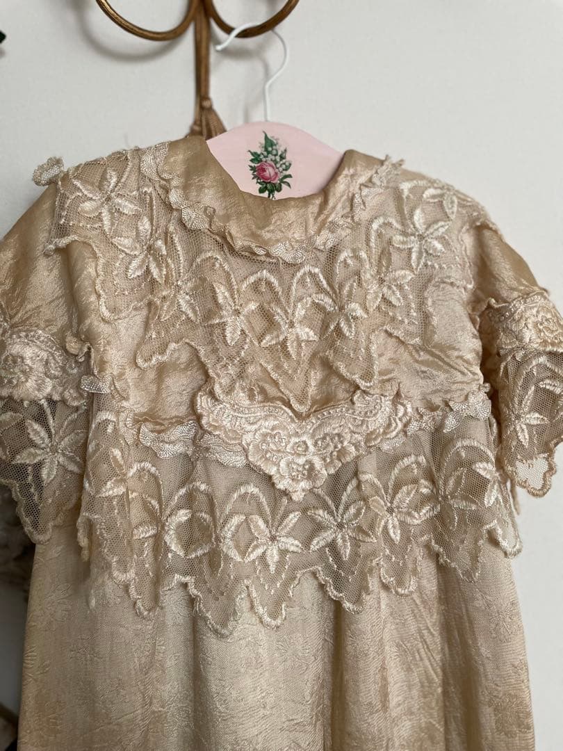 SALE˚✧₊⁎1860年代 シルクベビードレスクリストニングドレス⁎⁺˳✧