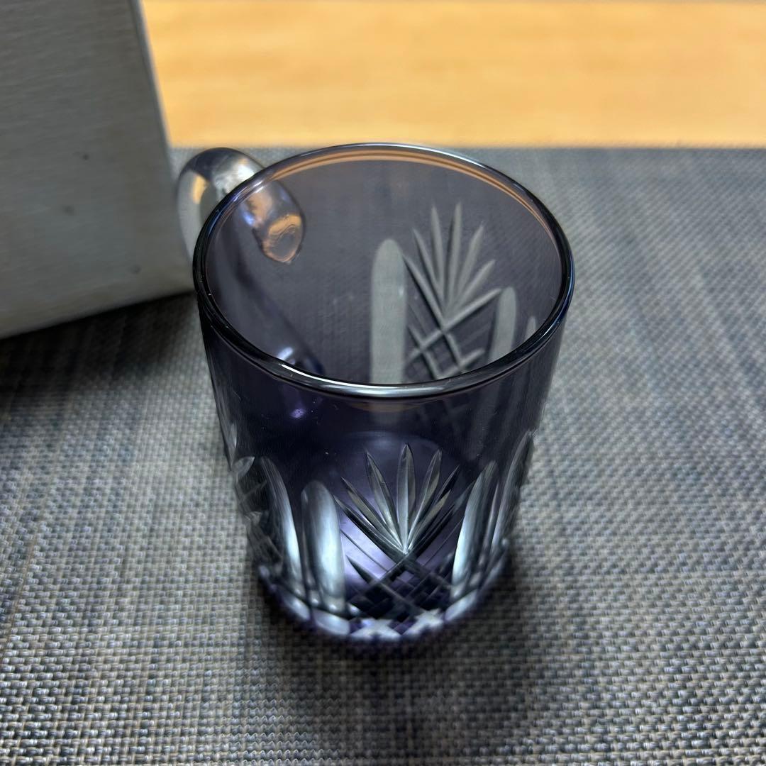【未使用】江戸切子　グラス　タンブラー　紫　大友精三　作家　東京都伝統工芸品