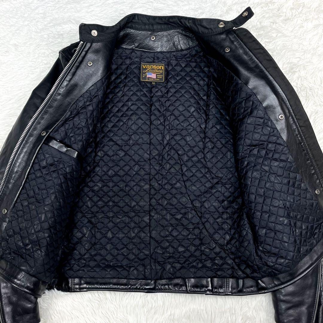 美品 バンソン 希少タイプD レザージャケット 裏地キルティング ロゴ総柄