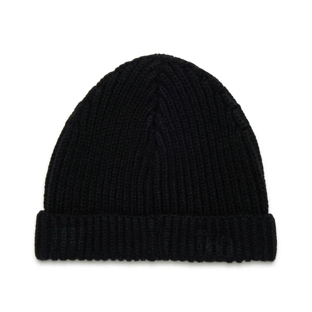 大人もOK! Marni マルニ 刺繍ロゴ リブ ニット帽 ニットキャップ BK