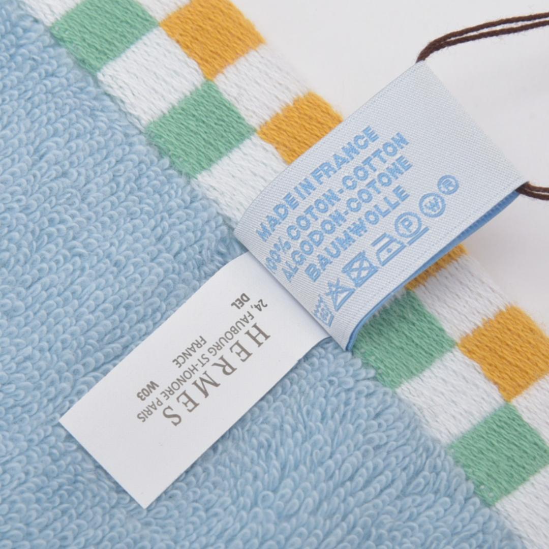 新品 エルメス ハンドタオル アニモ―ナッテ ブルー コットン100% 箱付き