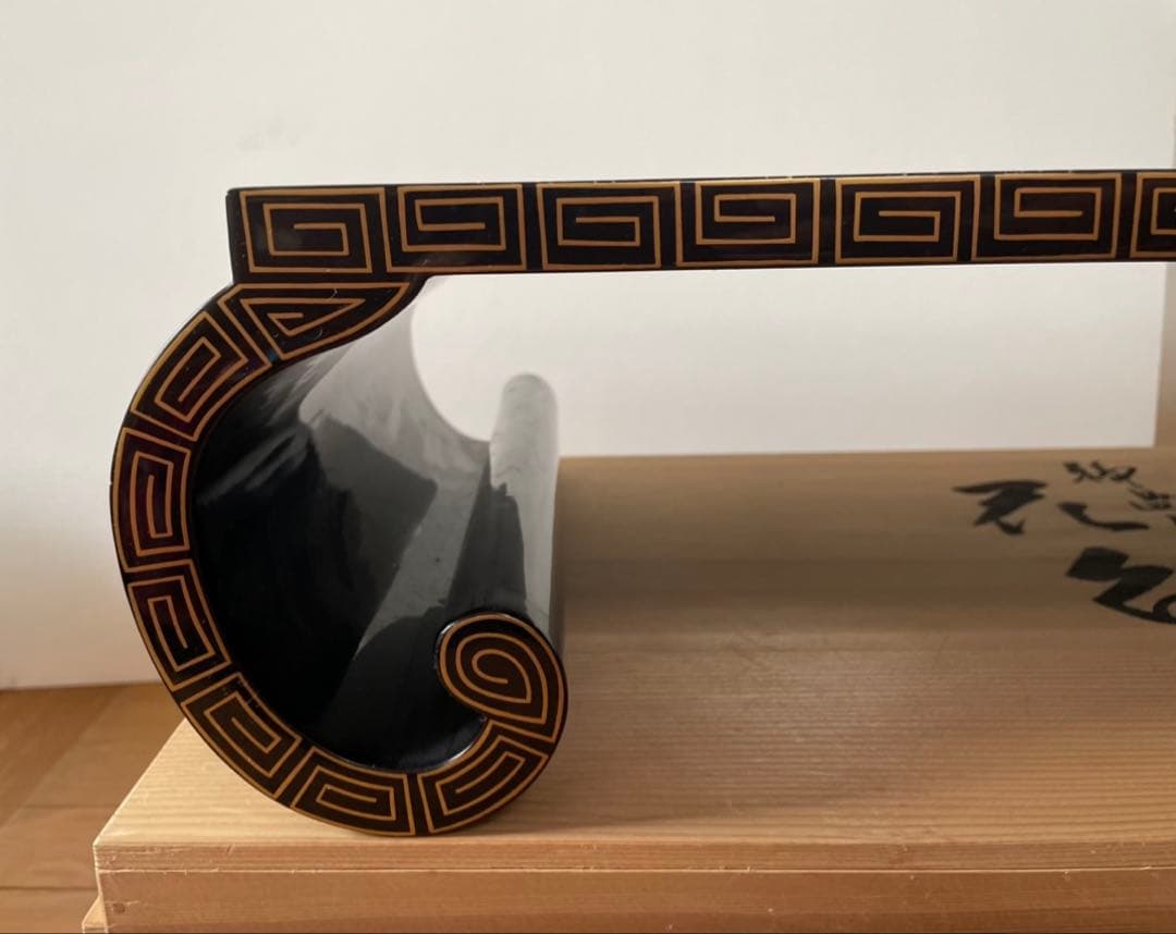 輪島塗 木製花台 青貝梨地黒漆（螺鈿入）