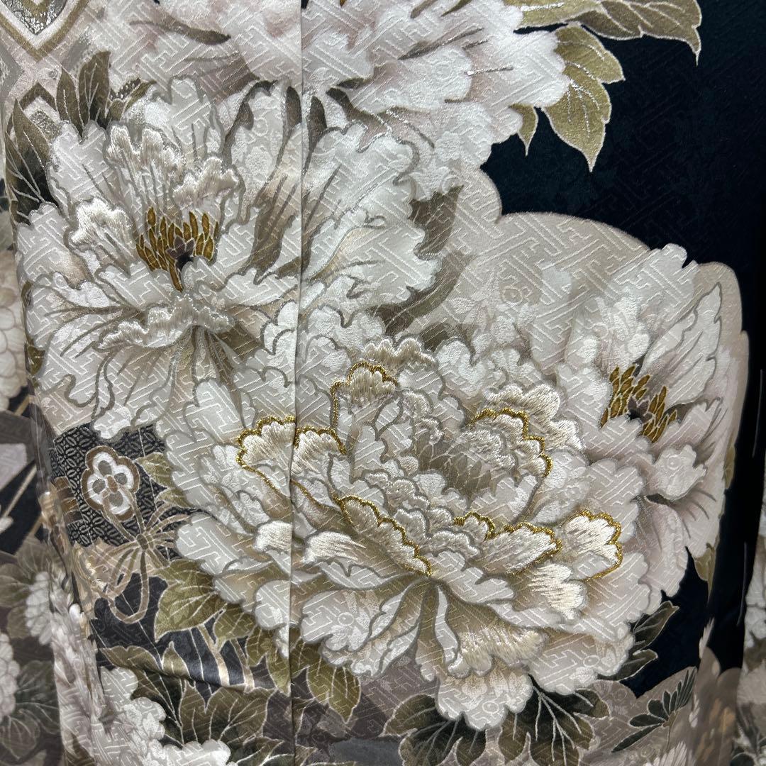 濃紺牡丹と菊の上品な古典振袖フルセット