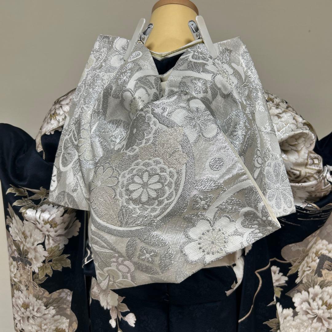 濃紺牡丹と菊の上品な古典振袖フルセット