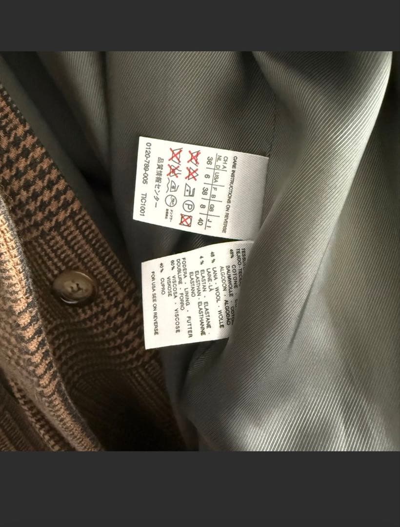 MaxMara グレンチェック柄ダブルブレストコート ウール 40サイズ