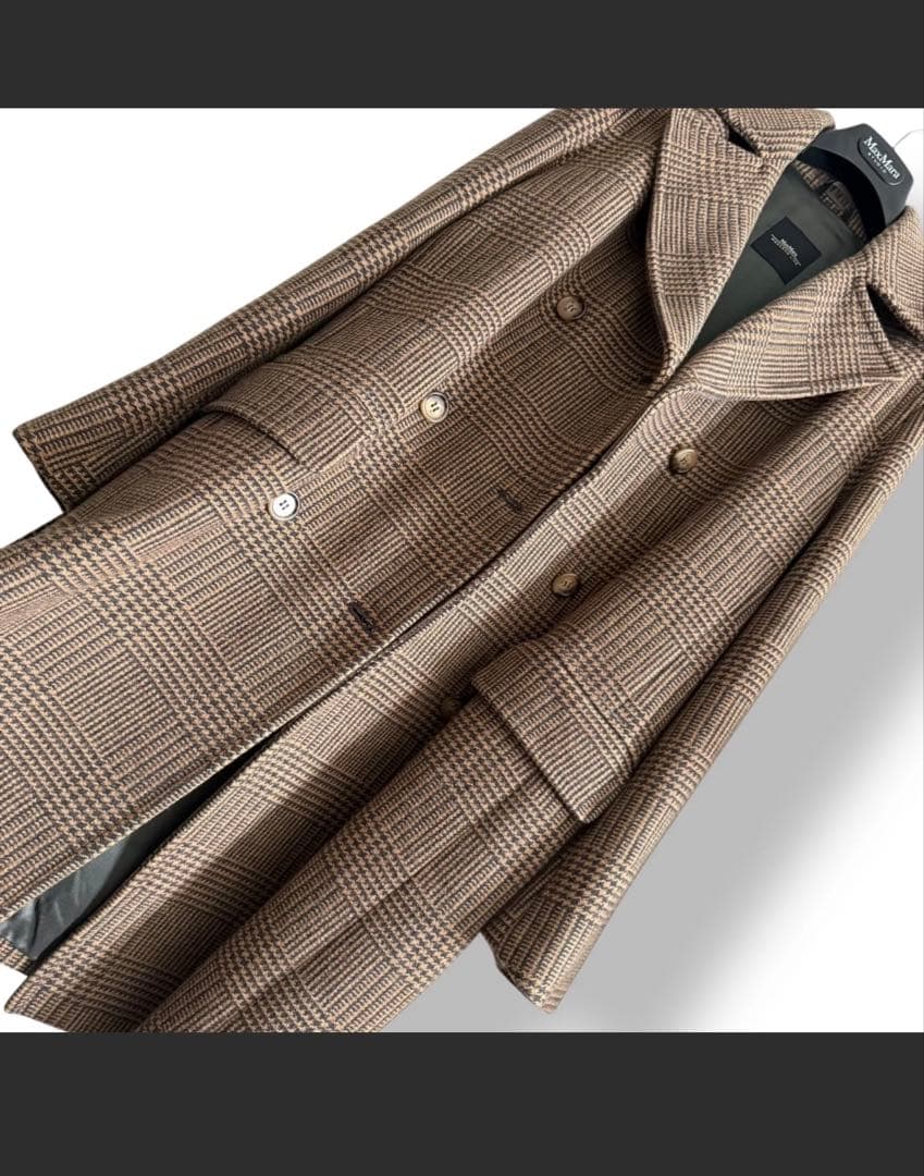 MaxMara グレンチェック柄ダブルブレストコート ウール 40サイズ