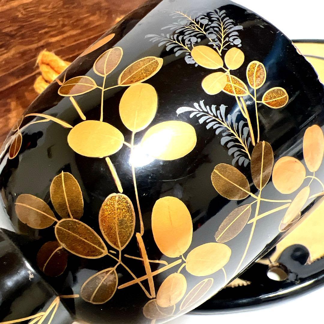 【良品】鼓　蒔絵　小鼓　胴　和楽器　漆塗り　伝統芸能　能 歌舞伎　金彩