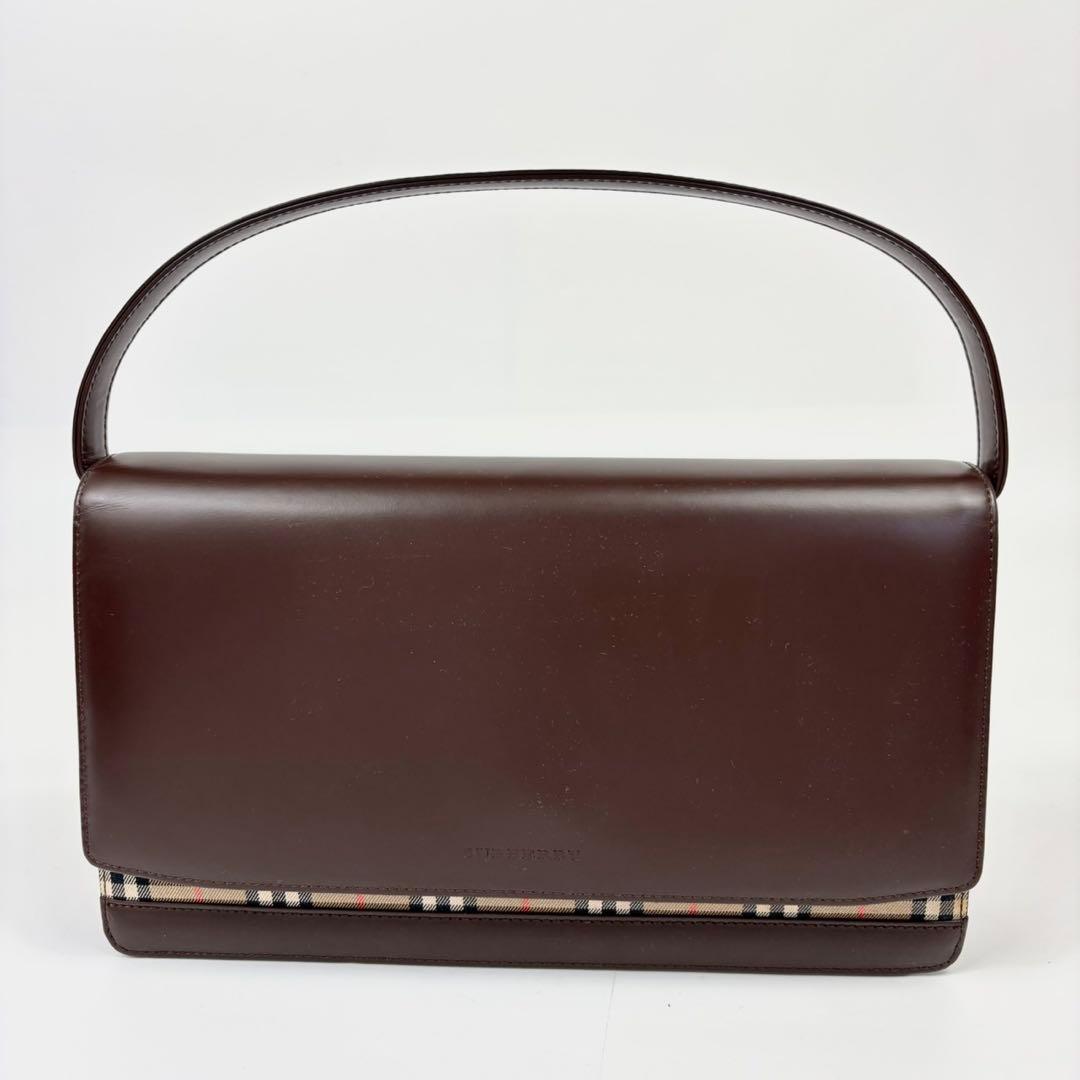 箱付き　バーバリー ハンドバッグ 自立型 ノバチェック シャドーホース ブラウン