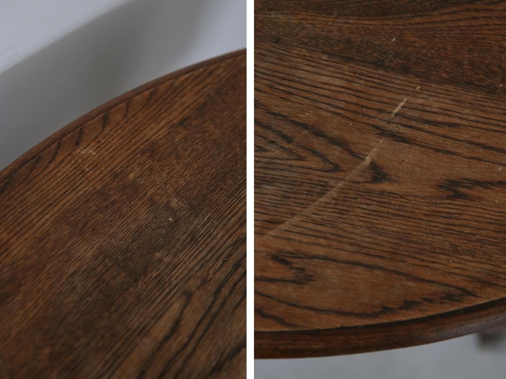 フランスアンティーク木製ダイニングテーブル/オーバル机/作業台(86-144)