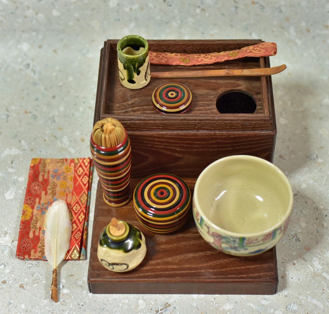 再値下げ、桑地利休茶箱セット（12点）【極上品】お茶道具/共箱