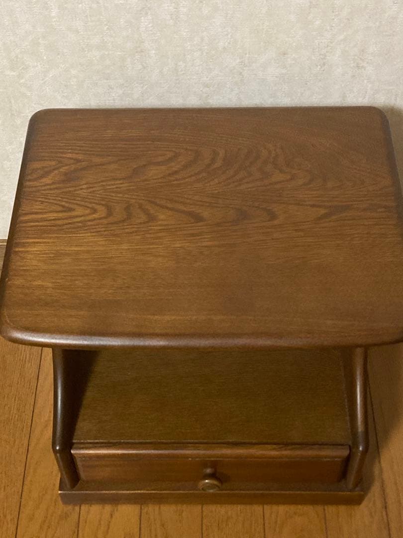 カリモク　引き出し付き回転テーブル　電話台