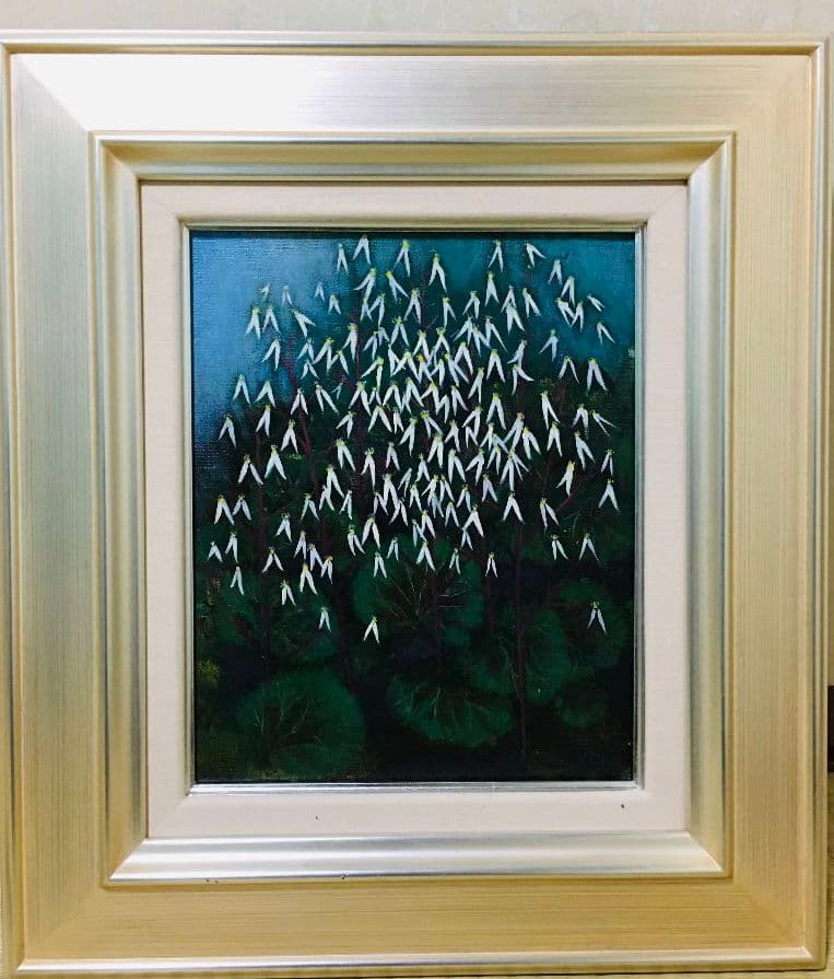 ゆきのした　油絵　F3(273×220mm)