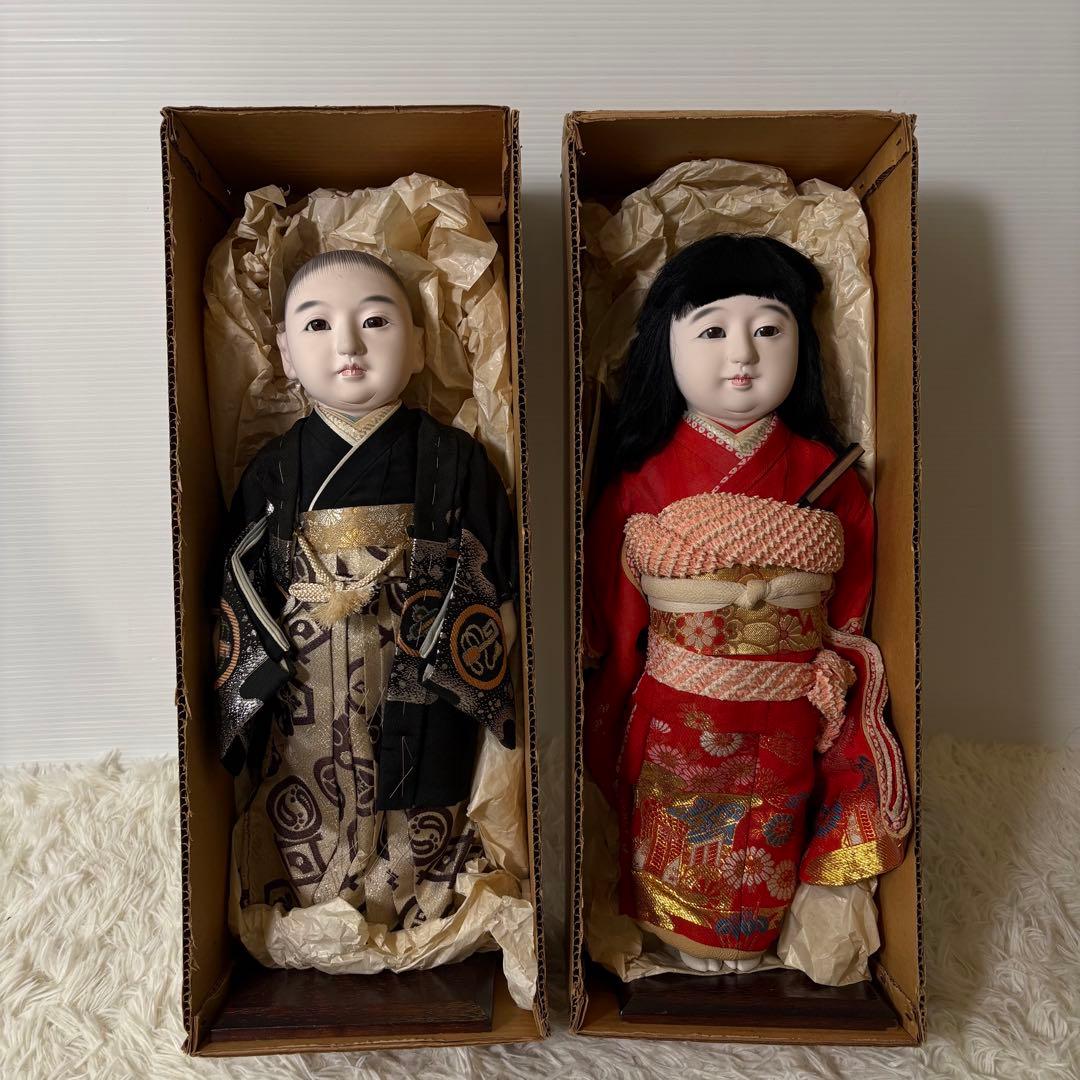 極美品 古い市松人形 45cm 箱入り 元箱