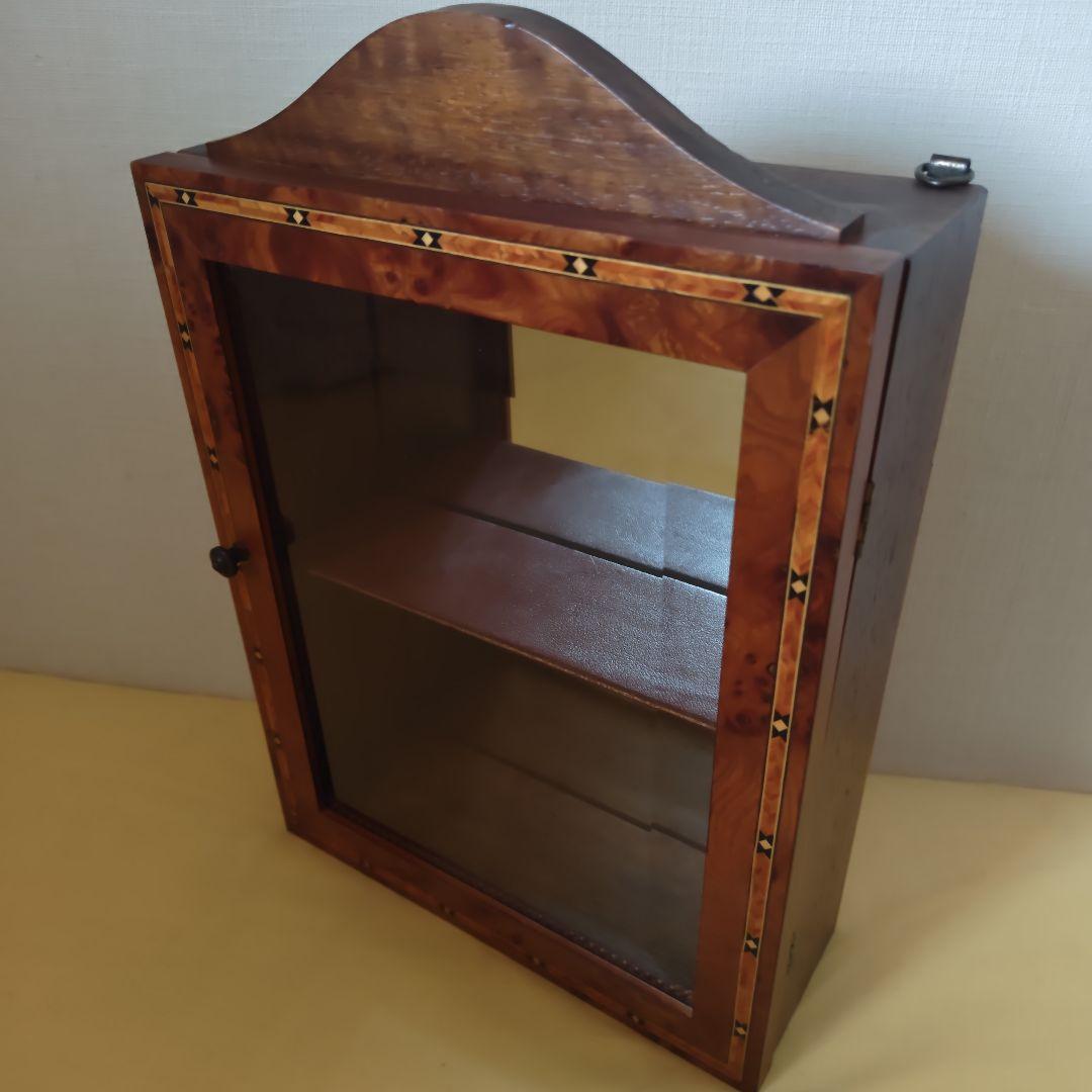 【良品】イタリア製 象嵌　ウォールキャビネット　飾り棚　吊り棚　小型