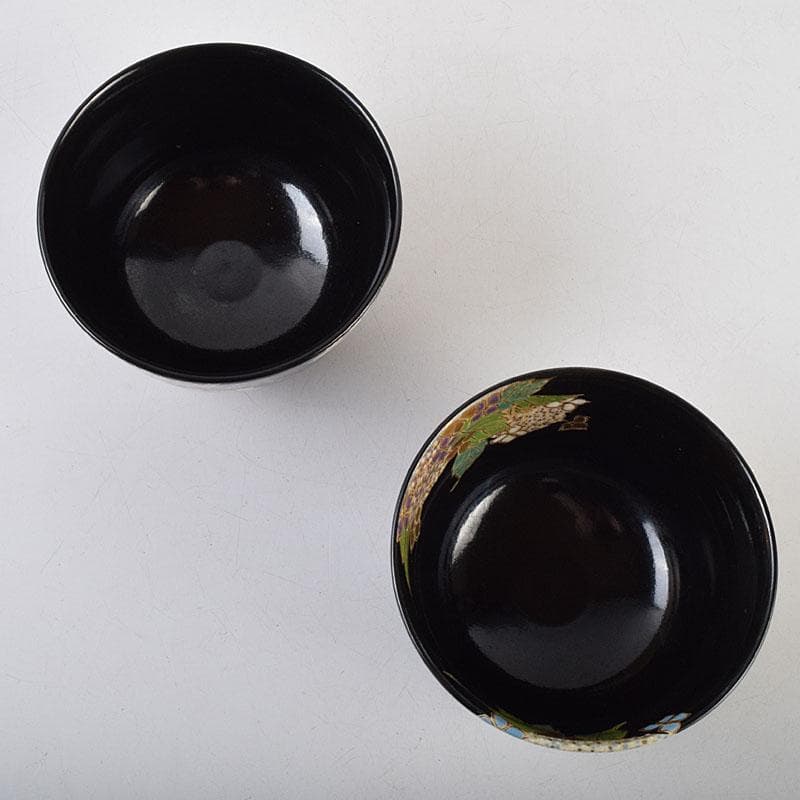 茶道具　尾形乾山作　山梅　紫陽花　茶碗　一双　共箱　V　9162