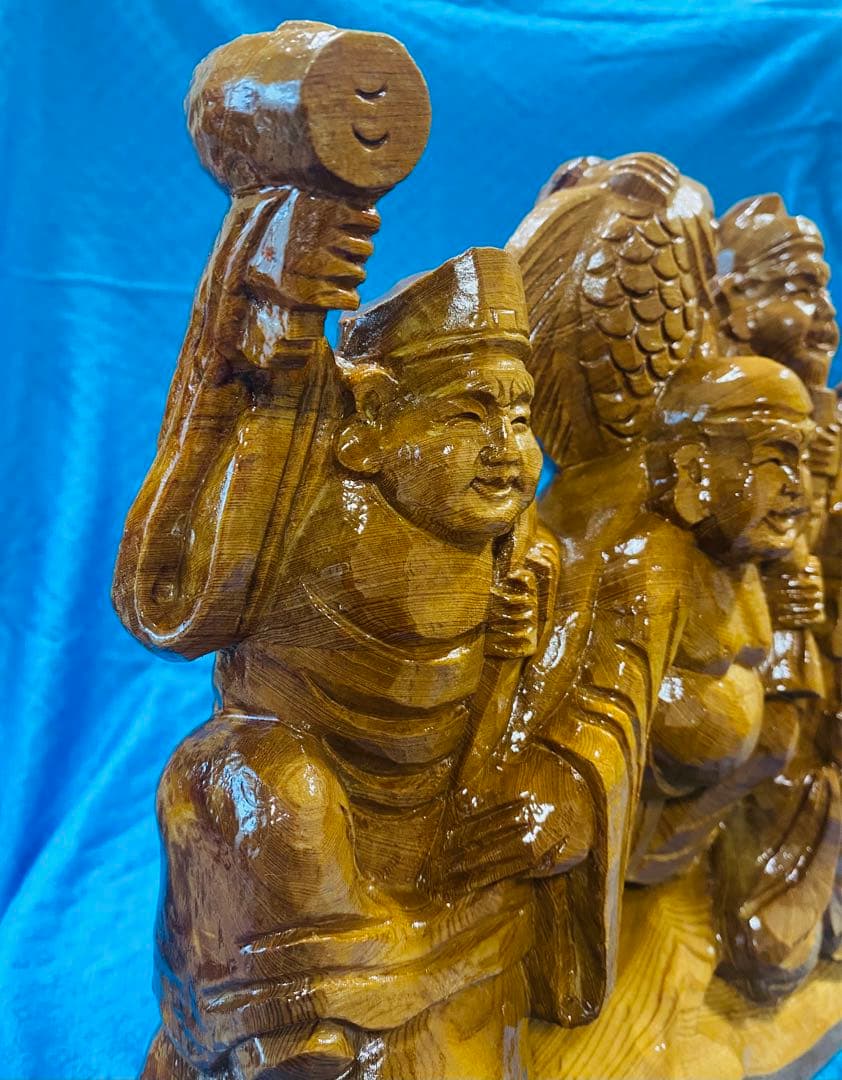 一木彫り　七福神（横幅40cm）