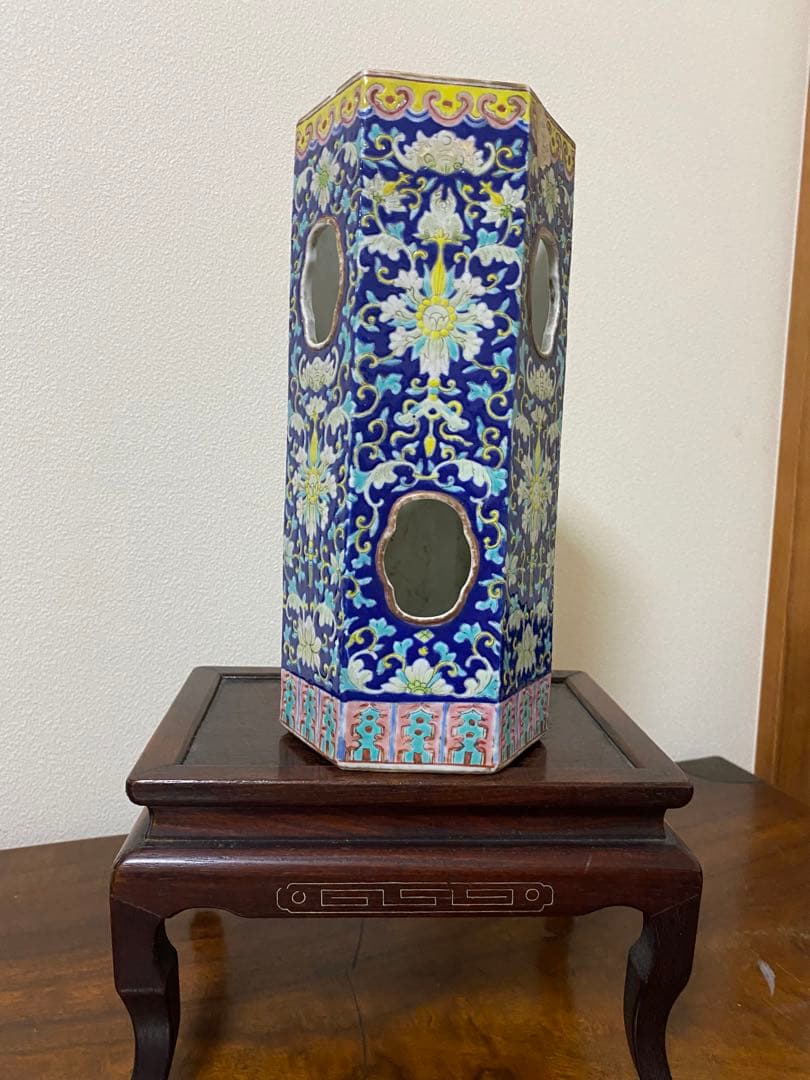 中国美術 帽筒 清時代 嘉慶年製 唐物