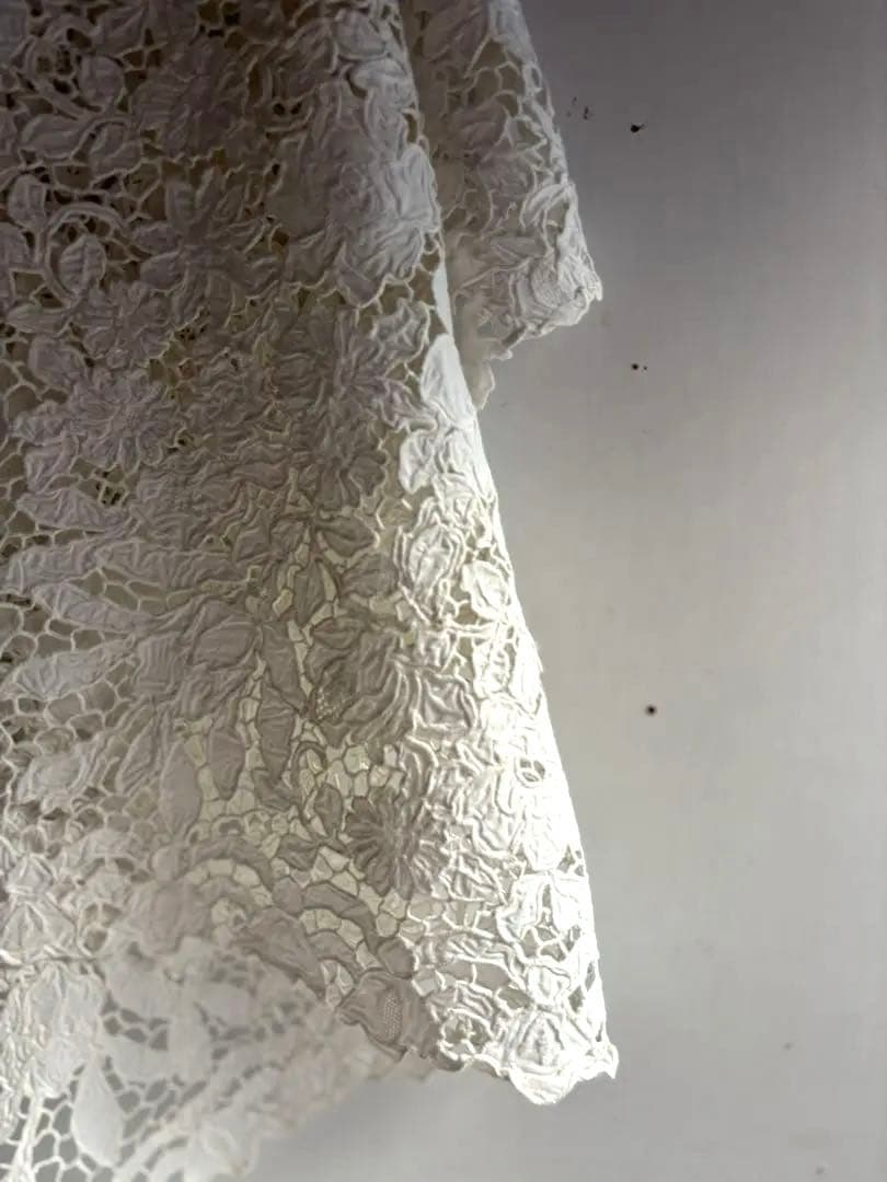 789 フランスアンティーク 美しいエンブロイダリーレース クロス 蚤の市購入