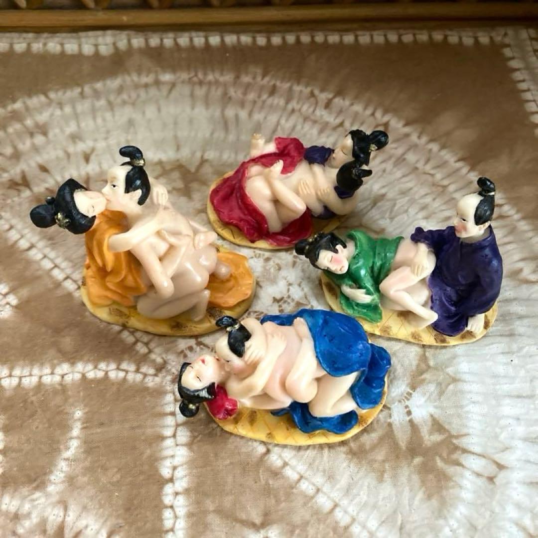 【珍品‼️】　春画陶器人形　置物　骨董品 4体セット