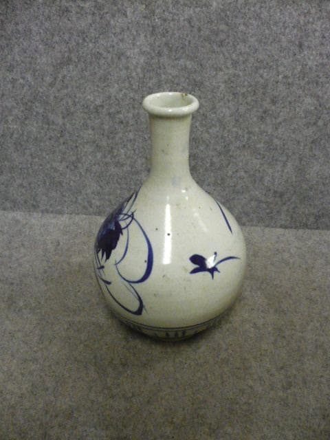 出石焼 花柄 染付 一升 徳利 [B31383]