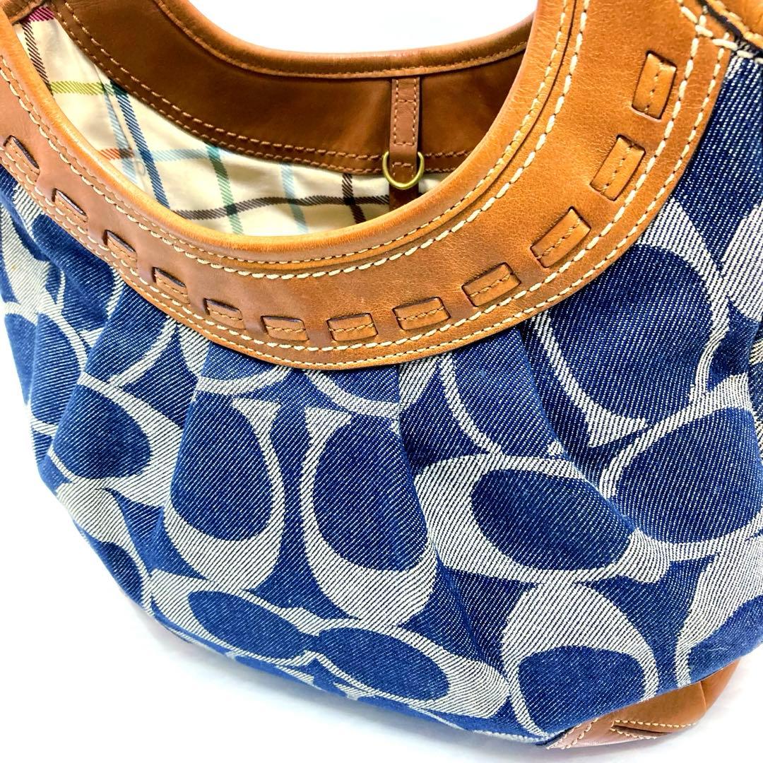 COACH デニム　トートバッグ ハンドバッグ　シグネチャー　レザー　肩掛け