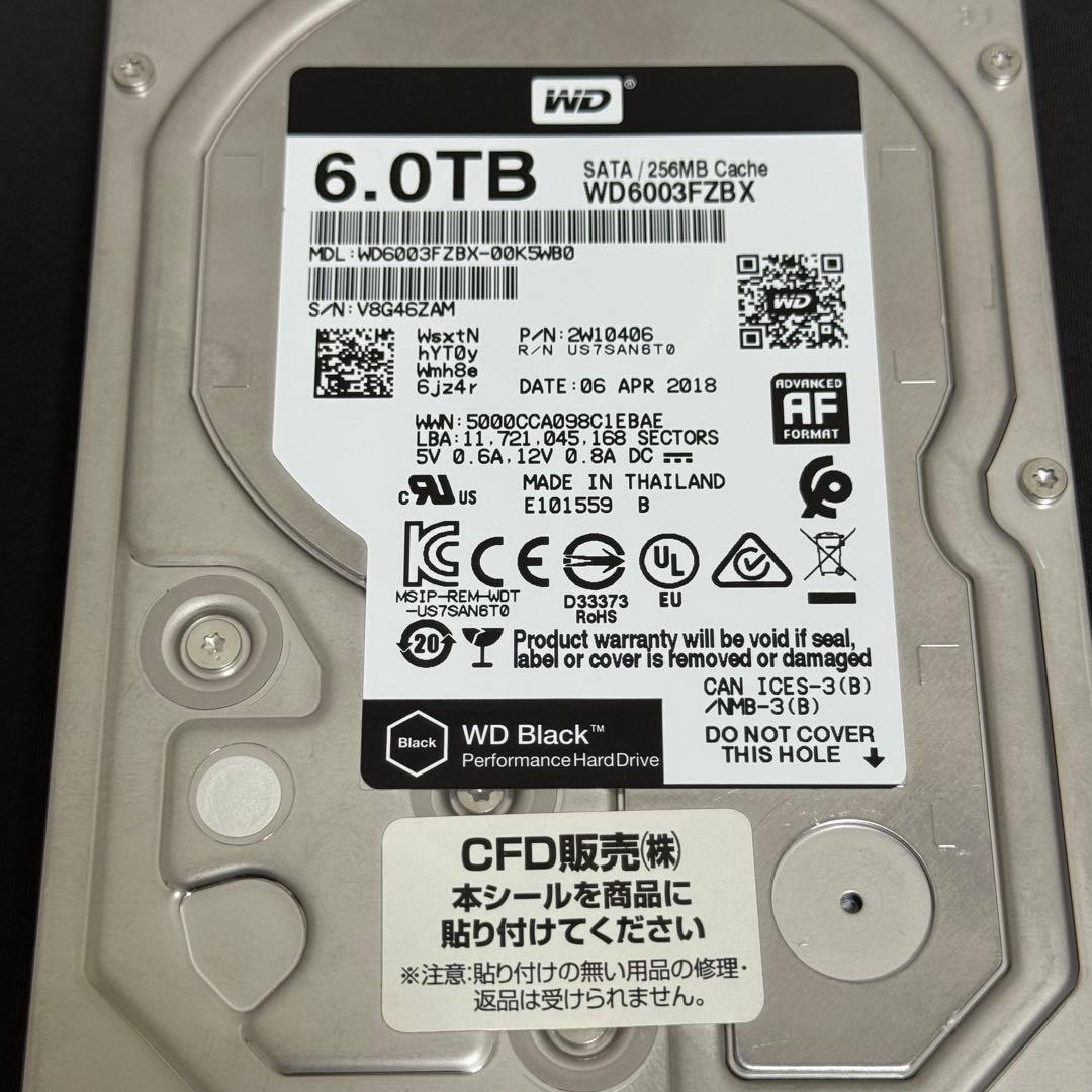 外付けハードディスク・ドライブ Western Digital 6003FZBX Blcak 6TB