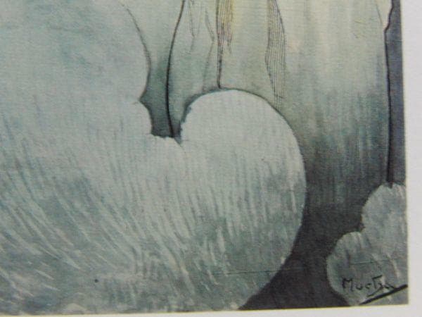 アルフォンス・ミュシャ、脅威（習作）、希少な画集より、新品高級額・額装付