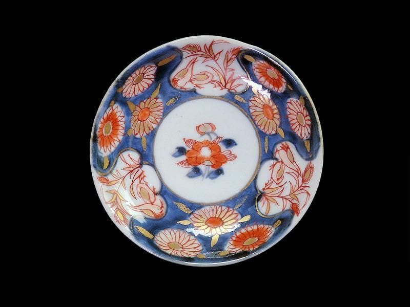 古伊万里　染錦　鶉に菊の図　４寸皿　３枚　D187A-fbve