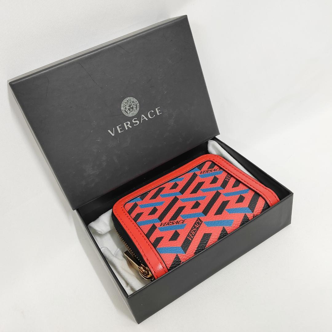 ○★新品 未使用 VERSACE ラ グレカ ラウンドジップコンパクトウォレット
